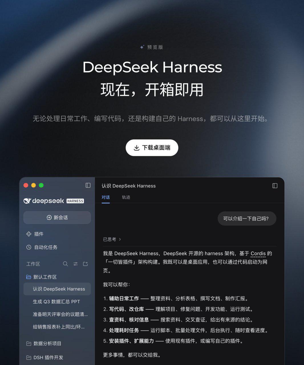 DeepSeek Harness v0.2 预览版桌面应用